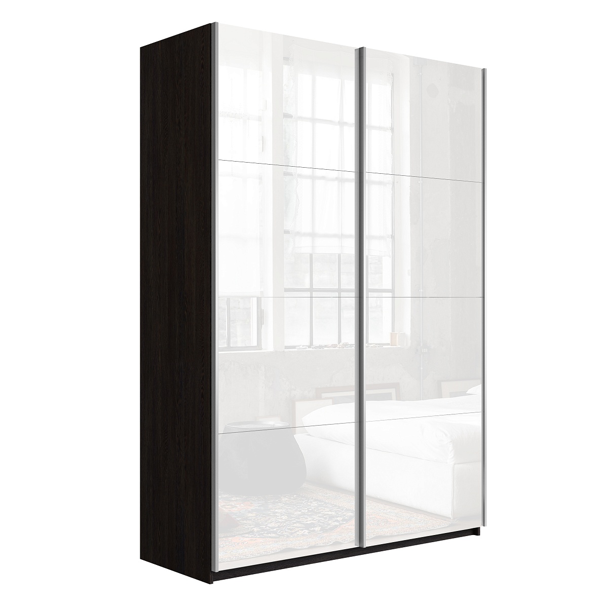 Шкаф 2х-дверный Белое стекло/Белое стекло